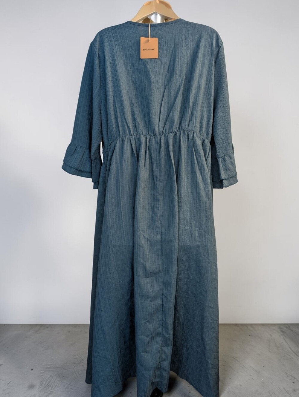 Bloomchic Women's Teal Lace-Trim Midi Dress - Picture 2 of 6